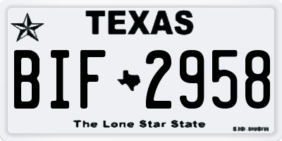 TX license plate BIF2958