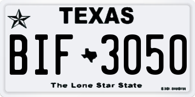 TX license plate BIF3050