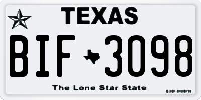 TX license plate BIF3098