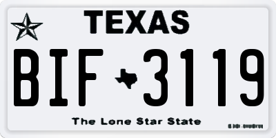 TX license plate BIF3119