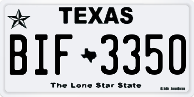 TX license plate BIF3350