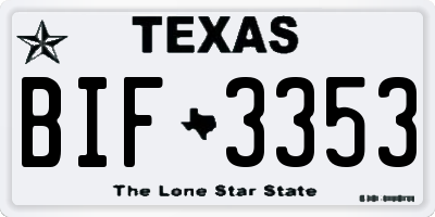 TX license plate BIF3353