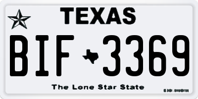TX license plate BIF3369