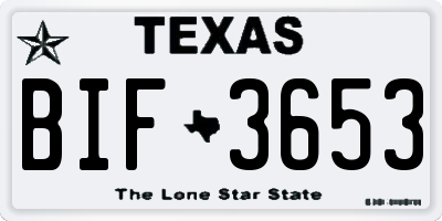 TX license plate BIF3653