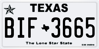 TX license plate BIF3665