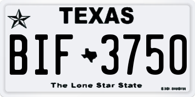 TX license plate BIF3750
