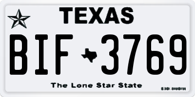 TX license plate BIF3769