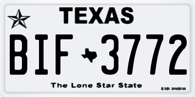 TX license plate BIF3772