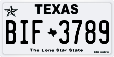 TX license plate BIF3789