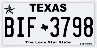 TX license plate BIF3798