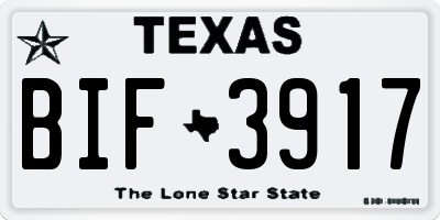 TX license plate BIF3917