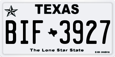TX license plate BIF3927