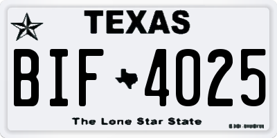 TX license plate BIF4025