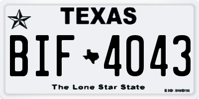TX license plate BIF4043