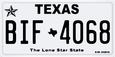 TX license plate BIF4068