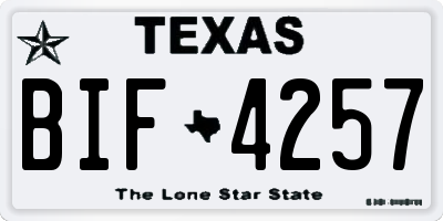 TX license plate BIF4257