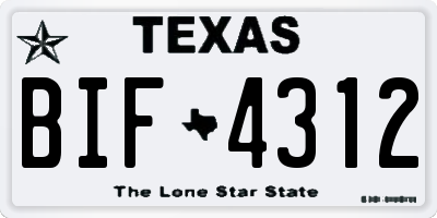 TX license plate BIF4312