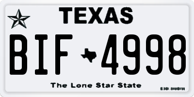 TX license plate BIF4998