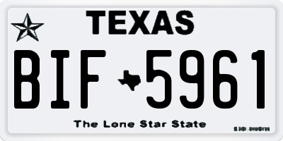 TX license plate BIF5961