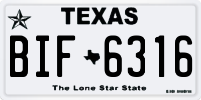 TX license plate BIF6316