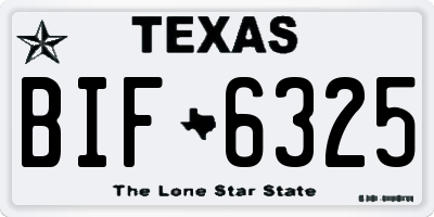 TX license plate BIF6325