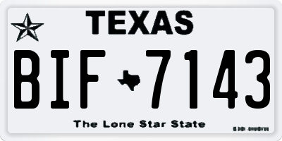TX license plate BIF7143