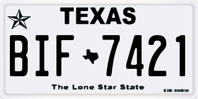 TX license plate BIF7421