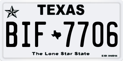 TX license plate BIF7706