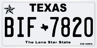TX license plate BIF7820