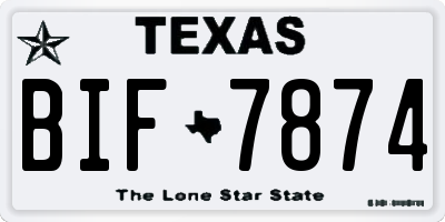 TX license plate BIF7874