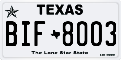 TX license plate BIF8003