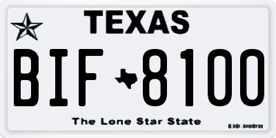 TX license plate BIF8100
