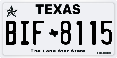 TX license plate BIF8115