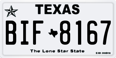 TX license plate BIF8167