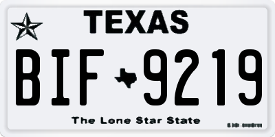 TX license plate BIF9219