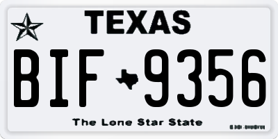 TX license plate BIF9356