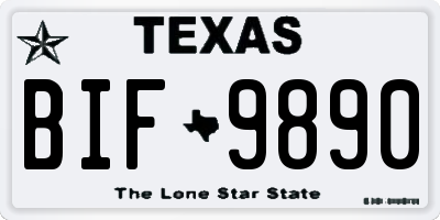 TX license plate BIF9890