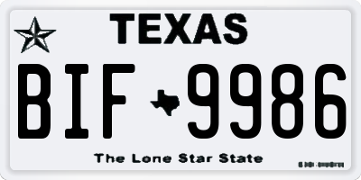 TX license plate BIF9986