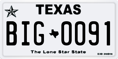 TX license plate BIG0091
