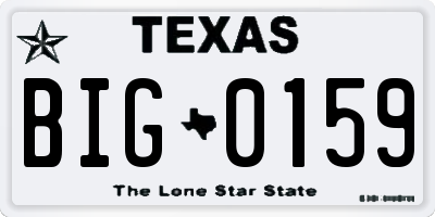 TX license plate BIG0159