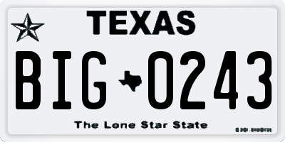 TX license plate BIG0243