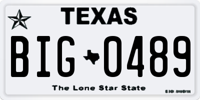 TX license plate BIG0489