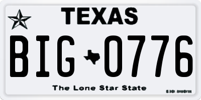 TX license plate BIG0776