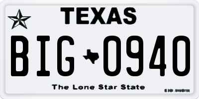 TX license plate BIG0940
