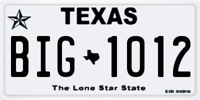 TX license plate BIG1012