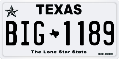 TX license plate BIG1189