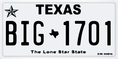 TX license plate BIG1701
