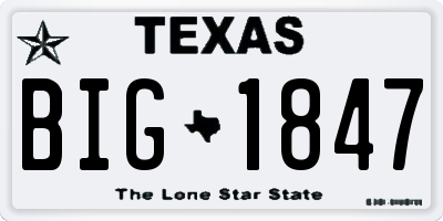 TX license plate BIG1847