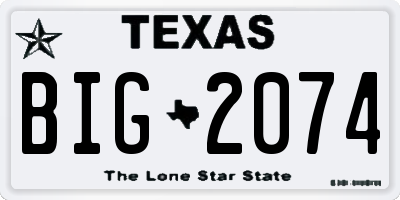 TX license plate BIG2074