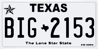 TX license plate BIG2153